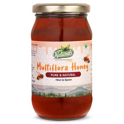UNT Naturals Multiflora Honey 500g- Raw & Natural Honey- Pure, Unfiltered, Unprocessed Shahad- No Added Sugar- Naturally Contains Enzymes & Antioxidant- Ideal for Cooking, Baking & Daily Use