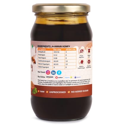 UNT Naturals Ajwain Honey 500g- Raw & Natural Honey- Pure, Unfiltered & Unprocessed Shahad- No Added Sugar- Healthy, Naturally Contains Enzymes & Antioxidants- Ideal for Cooking, Baking & Daily Use