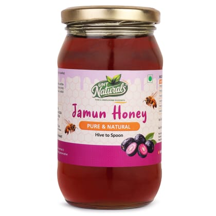 UNT Naturals Raw Jamun Honey 500g- Pure Unfiltered, Unprocessed, Unpasteurized & Unheated Shahad- No Added Sugar- Rich in Nutrients & Antioxidant- Natural Sweetener for Tea, Cooking & Baking
