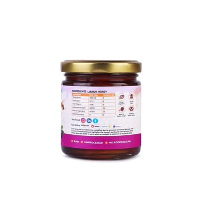 UNT Naturals Raw Jamun Honey 250g- Pure Unfiltered, Unprocessed, Unpasteurized & Unheated Shahad- No Added Sugar- Rich in Nutrients & Antioxidant- Natural Sweetener for Tea, Cooking & Baking